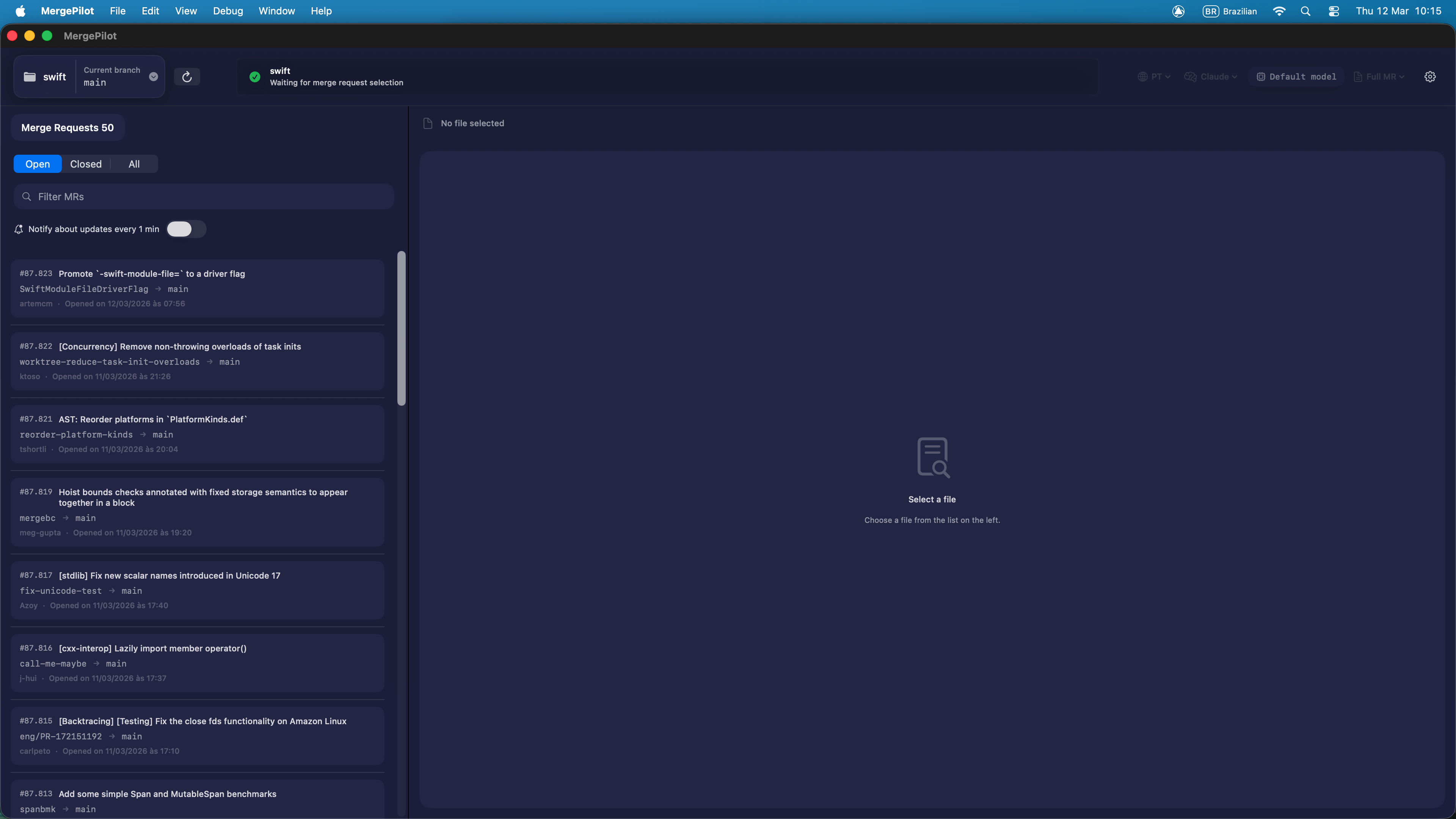 MergePilot MR Browser — all open Pull Requests and Merge Requests in one place, with filters and watch mode